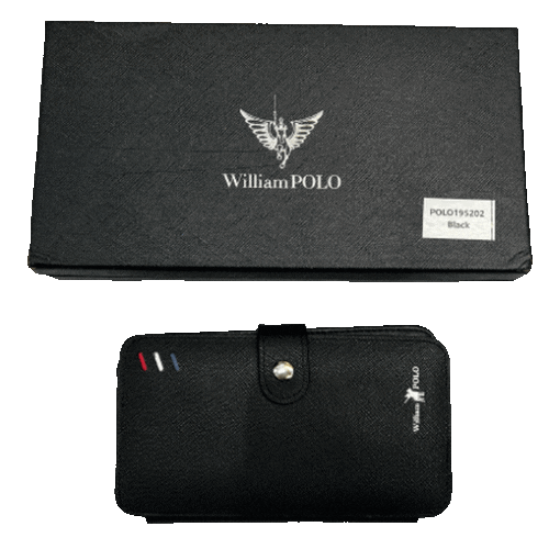 Δερμάτινο πορτοφόλι καρτοθήκη William Polo 195202 μαύρο