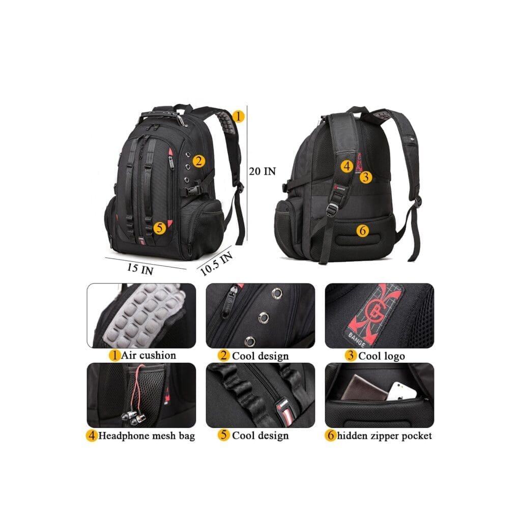 Μεγάλο Backpack 17,3'' Heavy Duty Travel Bange 1901 μαύρο 7